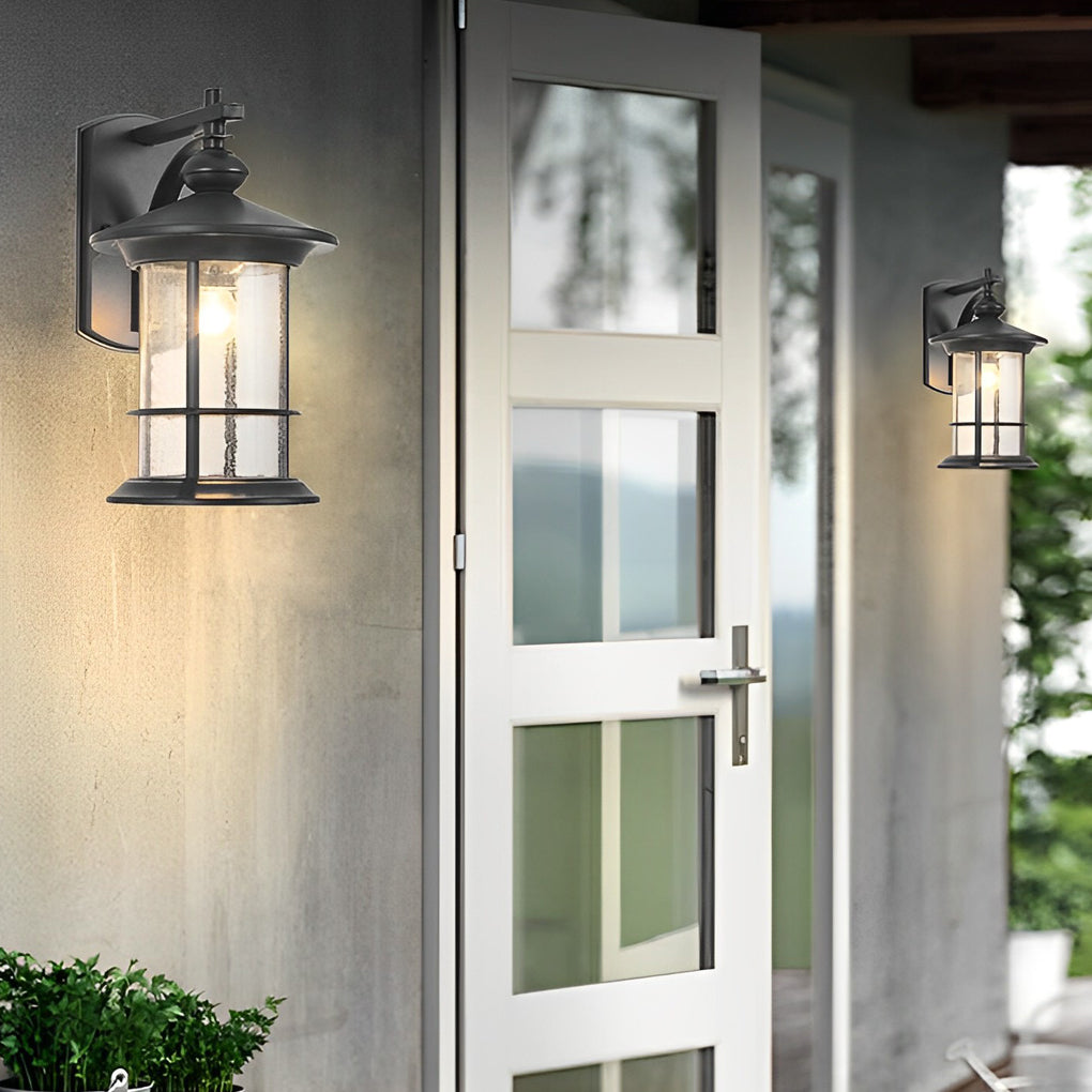 WINTHORPE VINTAGE ALUMINUM GARDEN WALL LIGHT WITH GLASS SHADE