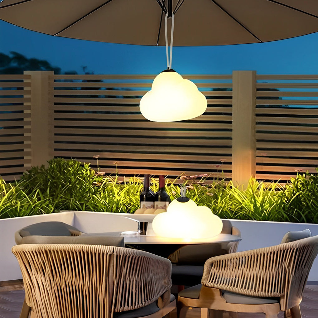 WINDSOR DRIZZLE RECHARGEABLE OUTDOOR LIGHTS WITH WATER-RESISTANT CLOUD DESIGN