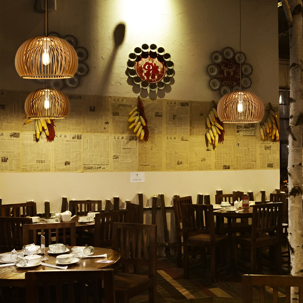 WINCHESTER WOODEN SEMI-CIRCLE PENDANT LIGHT
