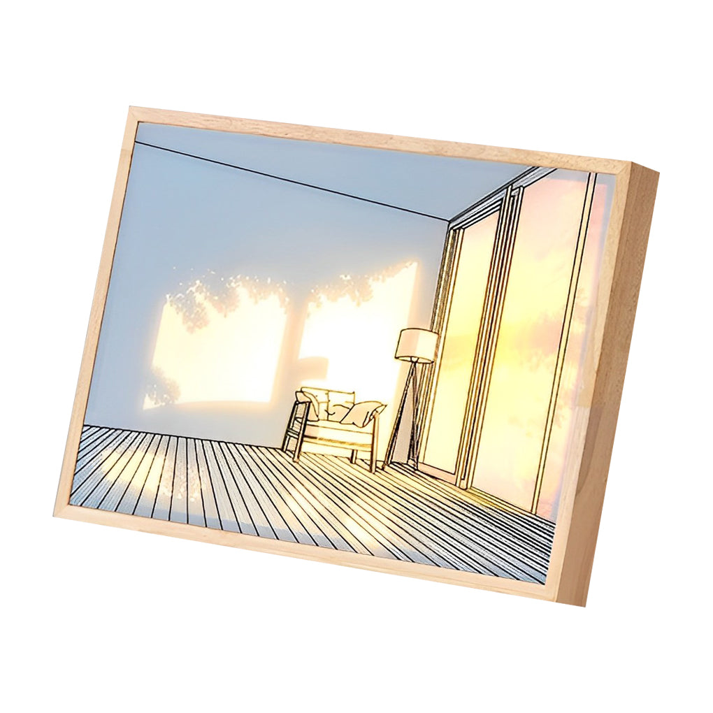WINTERBOURNE WOODEN FRAME TOUCH-SENSITIVE DIMMABLE SUNSET ILLUMINATION ART LIGHT