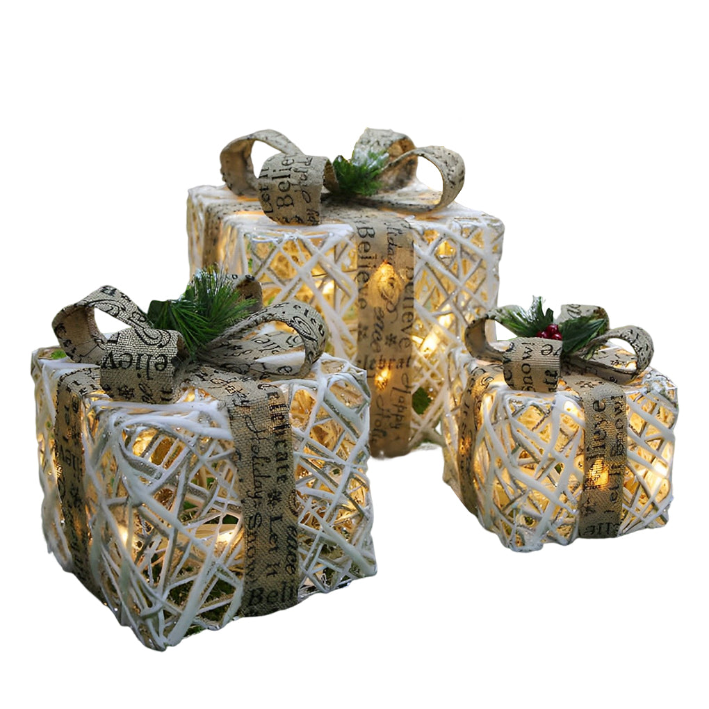 "WINTERBERRY TRIO: Enchanted Festive Gift Box Scene Ensemble"  

1. **WINTERBERRY GIFT BOX** - A charmingly crafted box adorned with intricate winter motifs, perfect for housing holiday treasures.  
2. **HOLLYFROST SCENE SETTING** - A delightful miniature