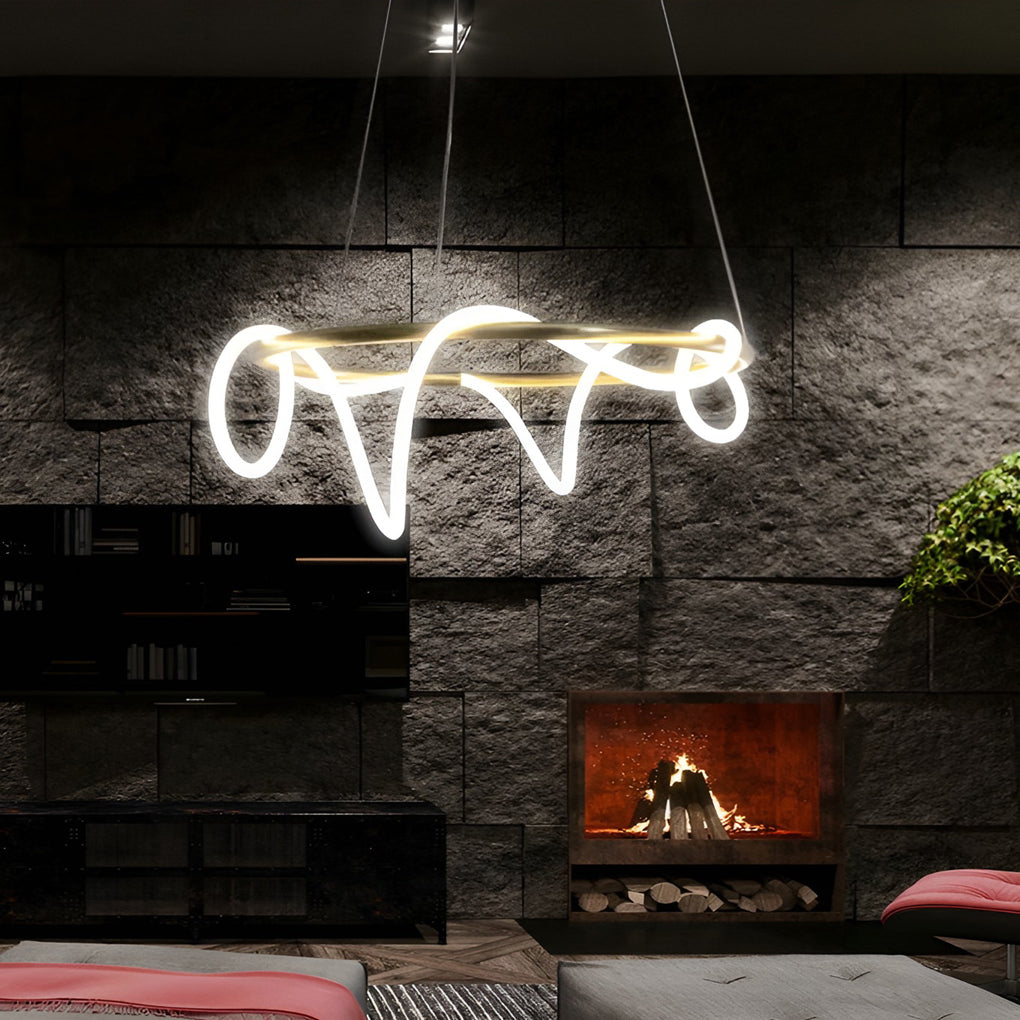 WHITLEY MODERN METAL LED CHANDELIER WITH GLISTENING ACCENTS