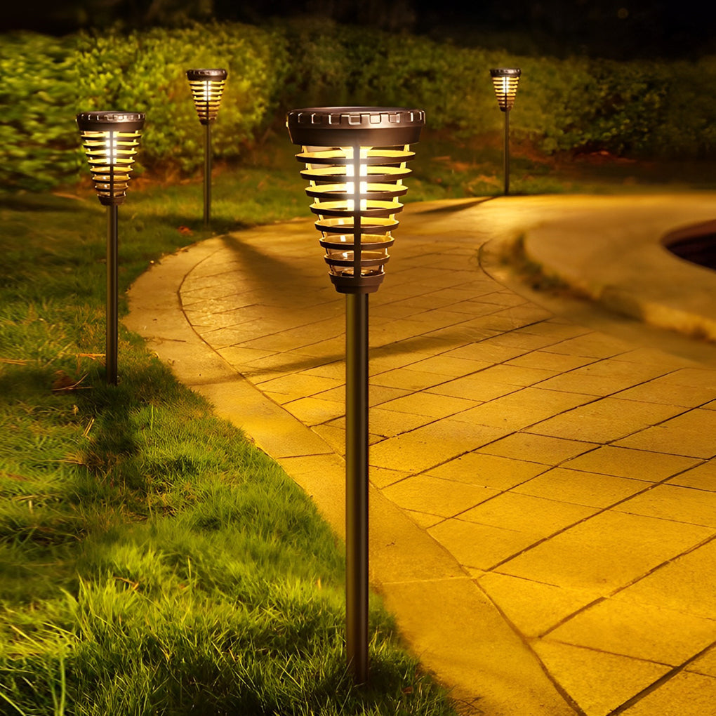 CHARLESTON RINGED SOLAR GARDEN LIGHTS WITH CONICAL DESIGN