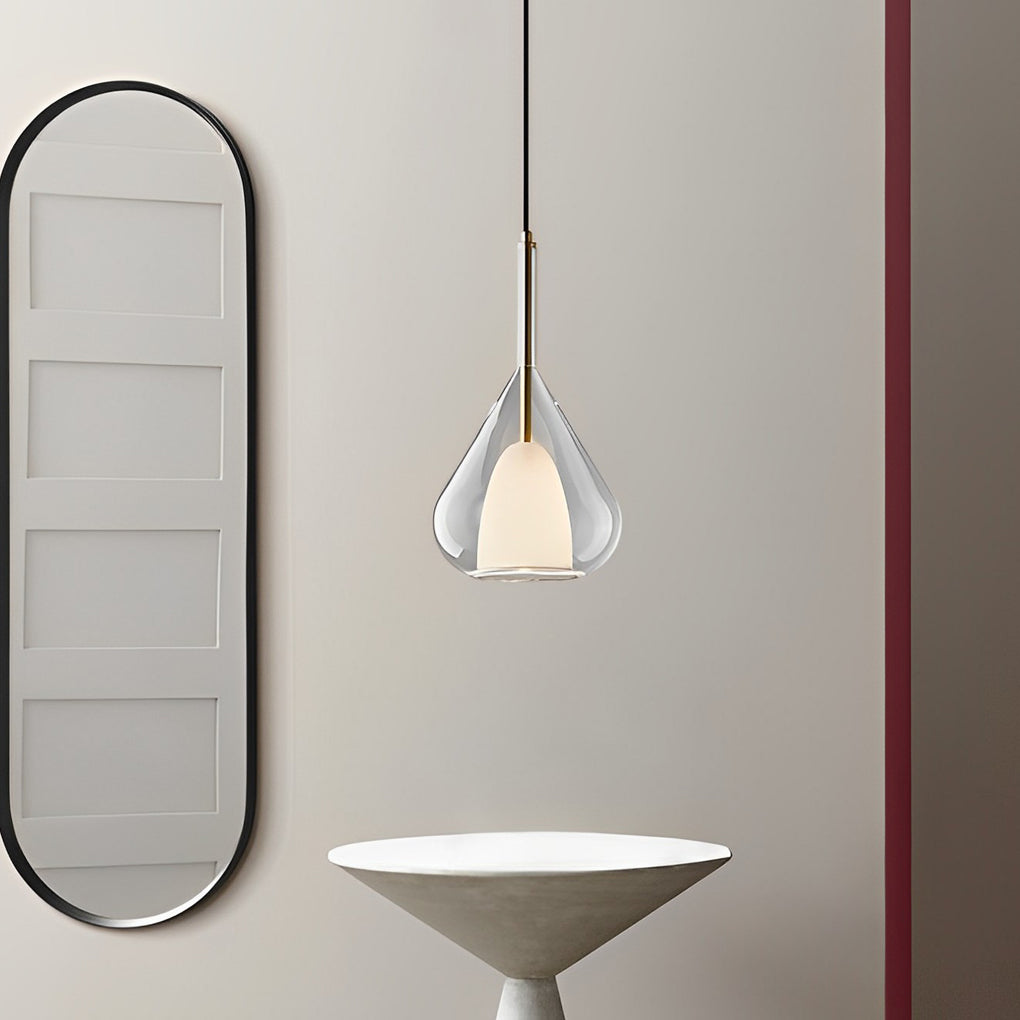 FENWICK AQUA DROPLET DOUBLE-TIERED GLASS PENDANT