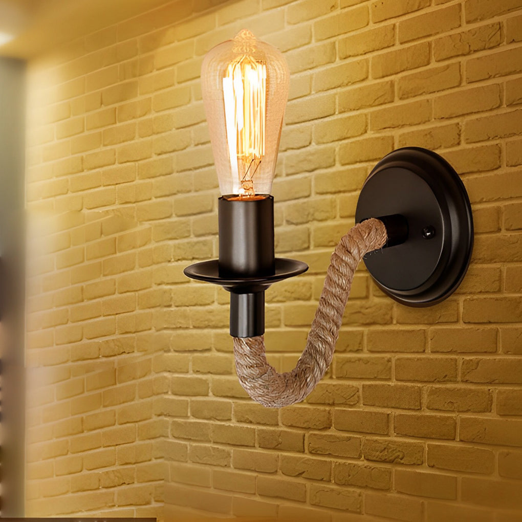 BRACKENFORD IRON CABLE WALL SCONCE WITH VINTAGE CHARM
