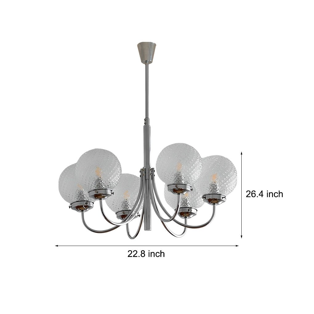 1. "WINSLOW COSMIC ORB CHANDELIER"  
   - A striking six-light fixture featuring minimalist glass orbs that evoke a celestial theme, perfect for contemporary spaces.

2. "HARTLEY ASTRAL GLASS SPHERE LIGHTING"  
   - This postmodern chandelier showcases si