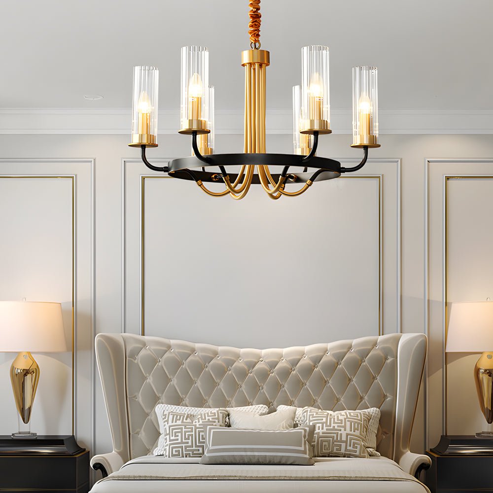 FENWICK RUSTIC WAGON WHEEL CEILING LIGHT WITH GLASS LANTERNS