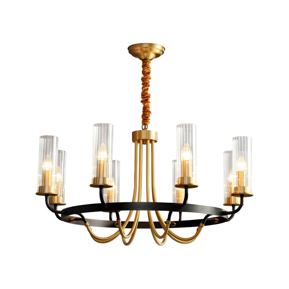 FENWICK RUSTIC WAGON WHEEL CEILING LIGHT WITH GLASS LANTERNS