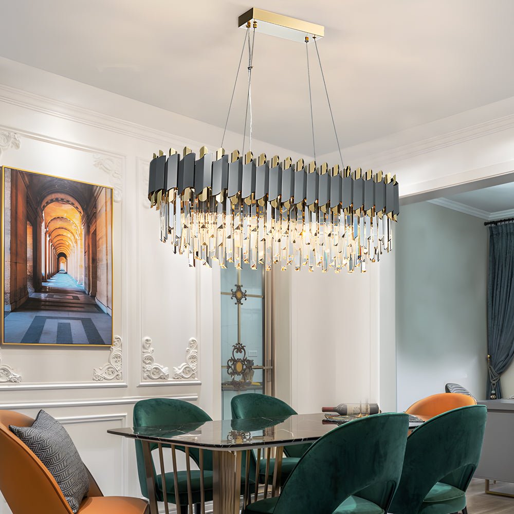 BRIGHTON CRYSTAL LAYERED DINING CHANDELIER WITH DIMMABLE FEATURE