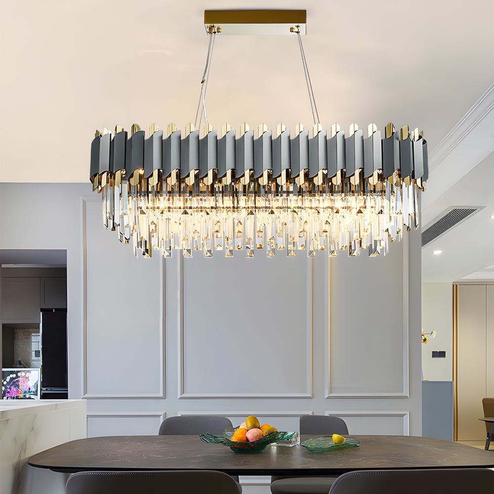 BRIGHTON CRYSTAL LAYERED DINING CHANDELIER WITH DIMMABLE FEATURE