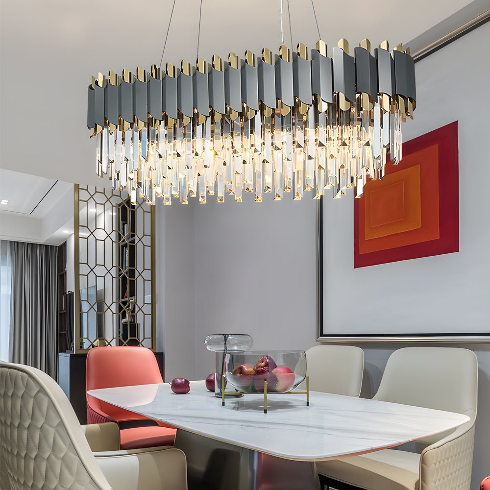 BRIGHTON CRYSTAL LAYERED DINING CHANDELIER WITH DIMMABLE FEATURE