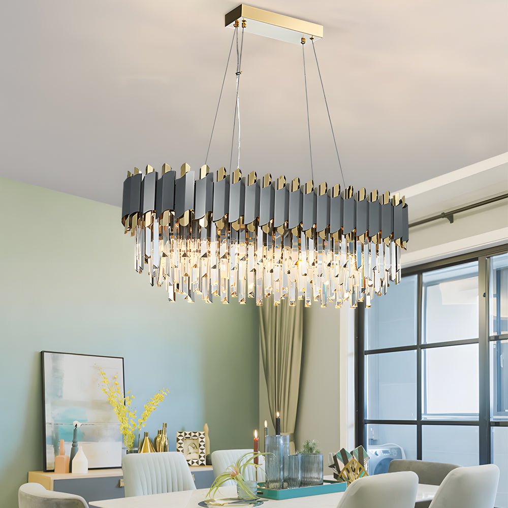 BRIGHTON CRYSTAL LAYERED DINING CHANDELIER WITH DIMMABLE FEATURE