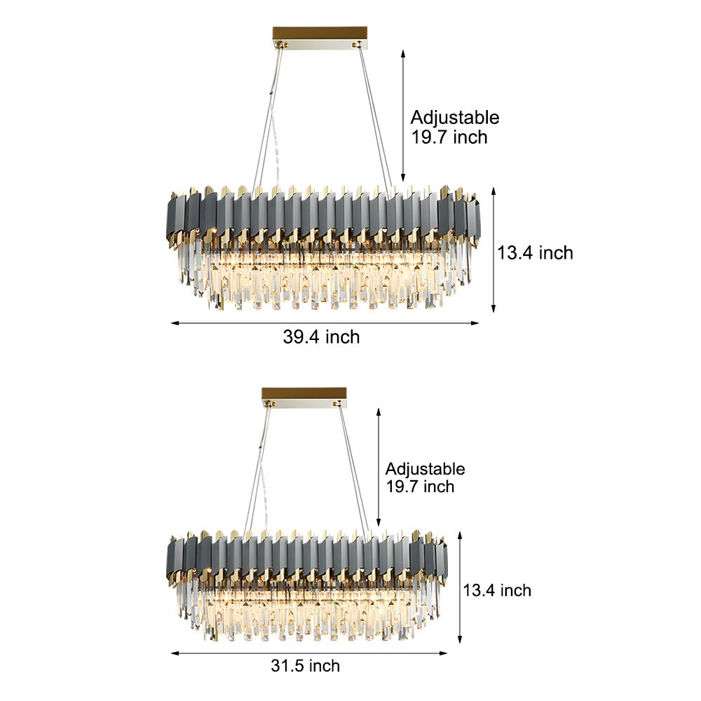 BRIGHTON CRYSTAL LAYERED DINING CHANDELIER WITH DIMMABLE FEATURE