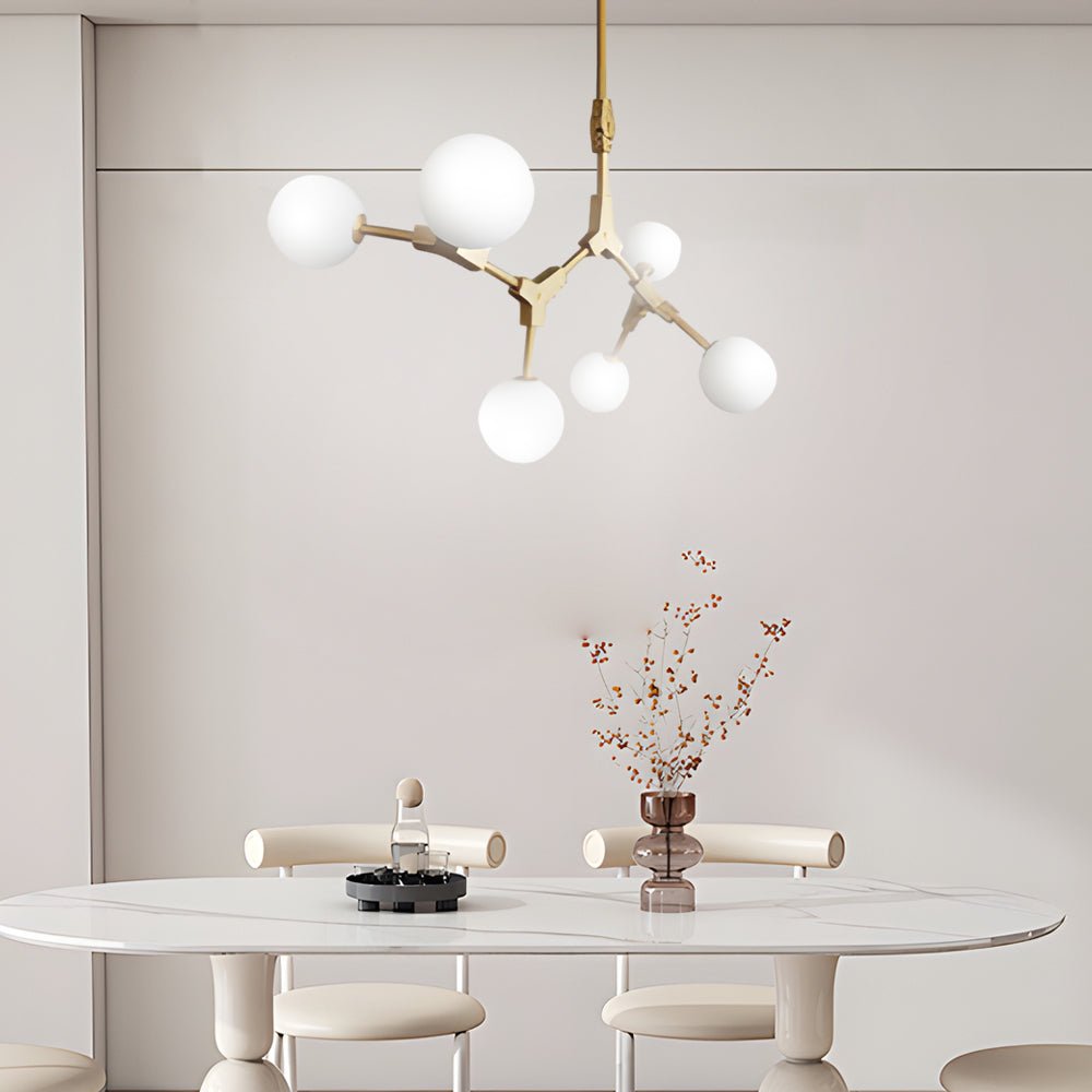 WINDSOR GOLD MOLECULAR LIGHTING FIXTURE WITH IVORY GLAZED GLASS