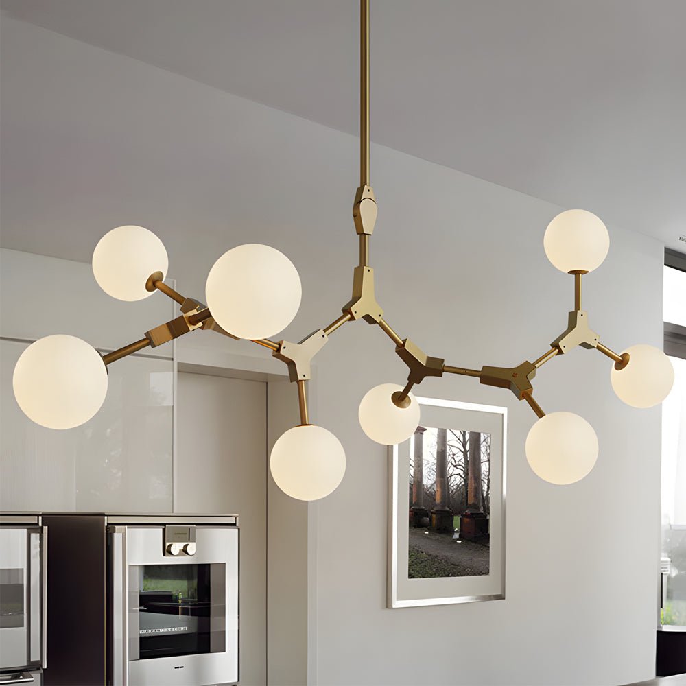 WINDSOR GOLD MOLECULAR LIGHTING FIXTURE WITH IVORY GLAZED GLASS