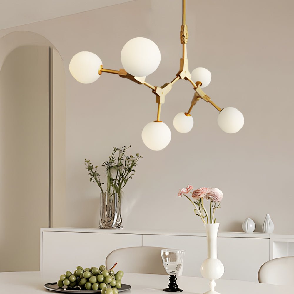 WINDSOR GOLD MOLECULAR LIGHTING FIXTURE WITH IVORY GLAZED GLASS