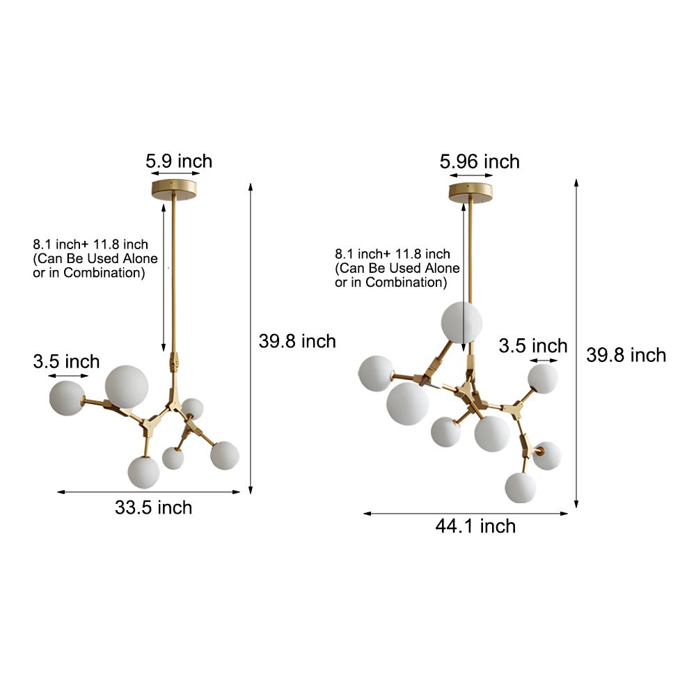 WINDSOR GOLD MOLECULAR LIGHTING FIXTURE WITH IVORY GLAZED GLASS
