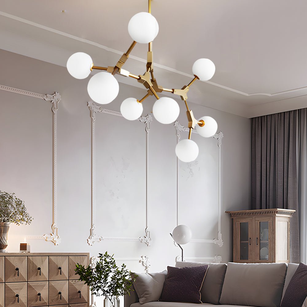 WINDSOR GOLD MOLECULAR LIGHTING FIXTURE WITH IVORY GLAZED GLASS