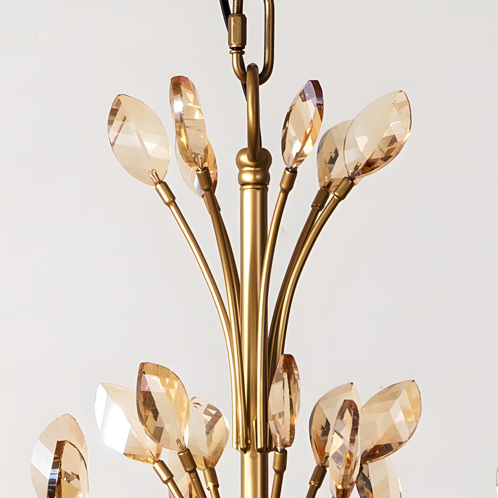 WINTHORPE CRYSTAL-ADORNED BRASS BRANCH CHANDELIER