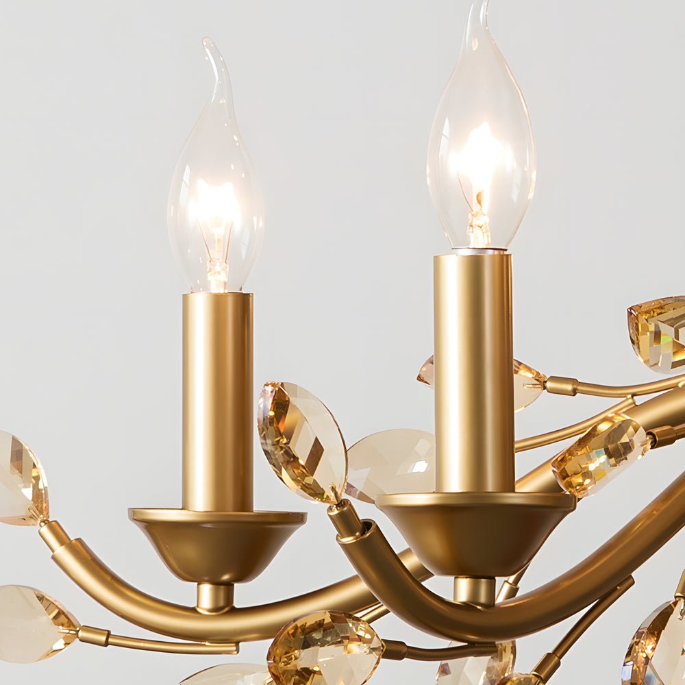 WINTHORPE CRYSTAL-ADORNED BRASS BRANCH CHANDELIER