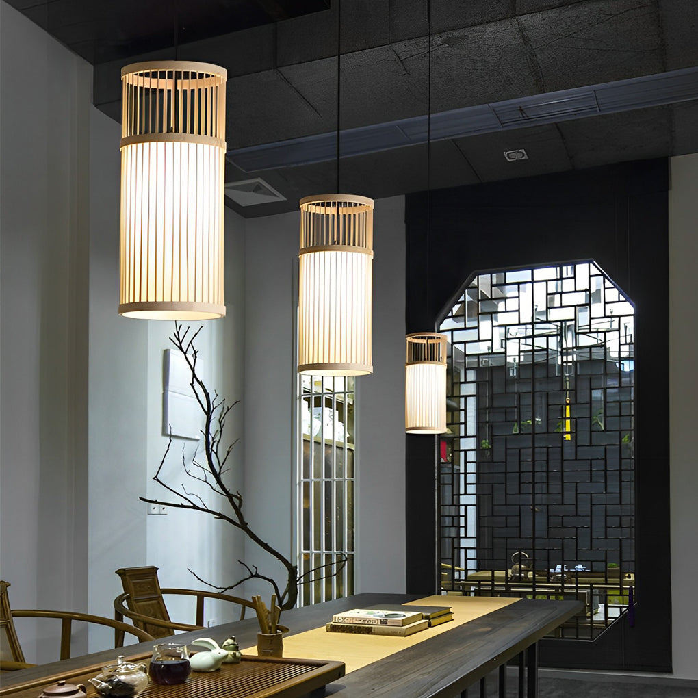 WINTHROP NATURAL BAMBOO WOVEN LED HANGING LAMP