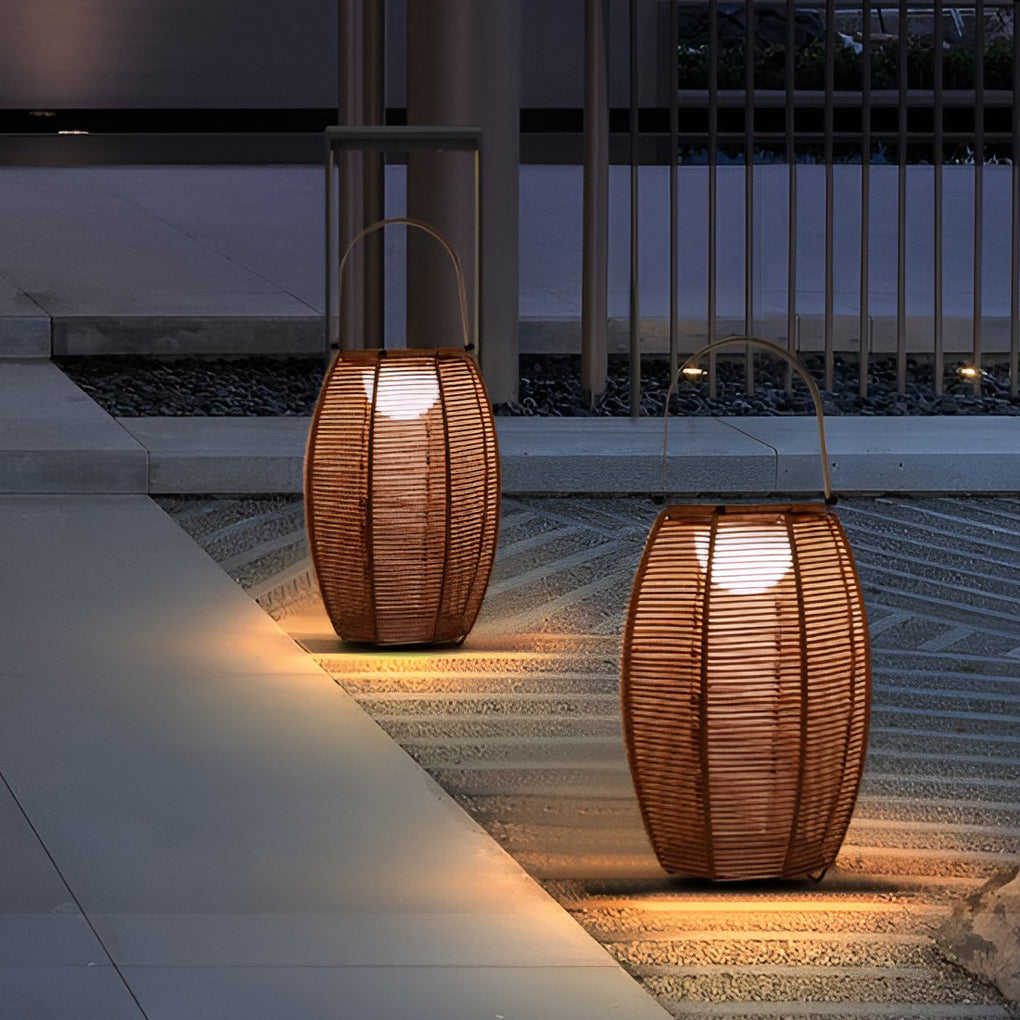 WINTERBOURNE RATTAN LED GLOBE OUTDOOR LANTERN