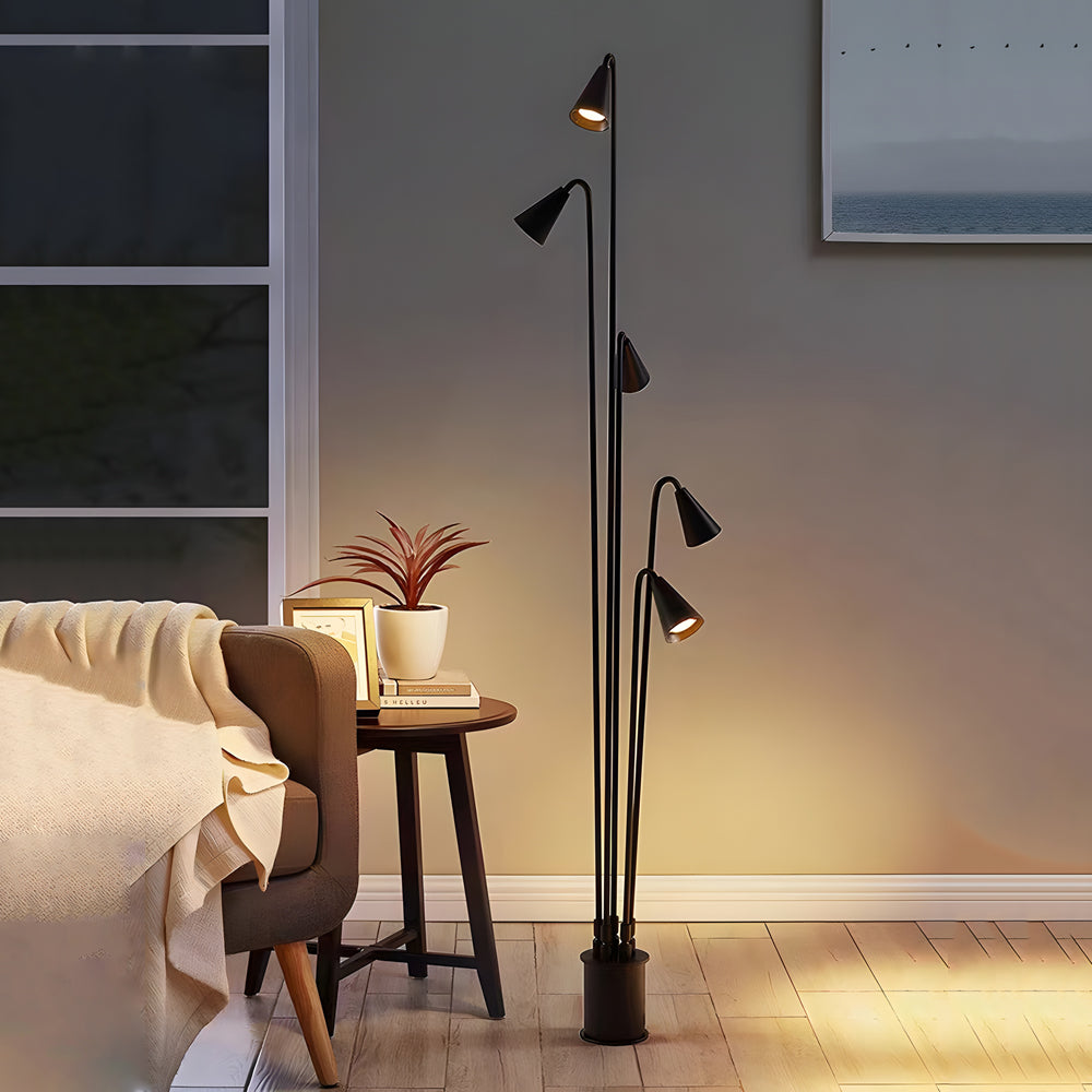 WINTERBOURNE TRIPLE-ARM BLACK LED FLOOR LANTERN