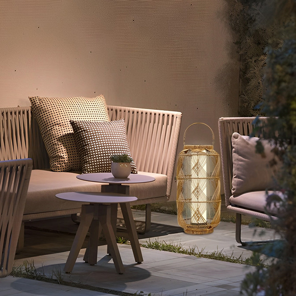 WINTHROP WOVEN SOLAR FLOOR LANTERN