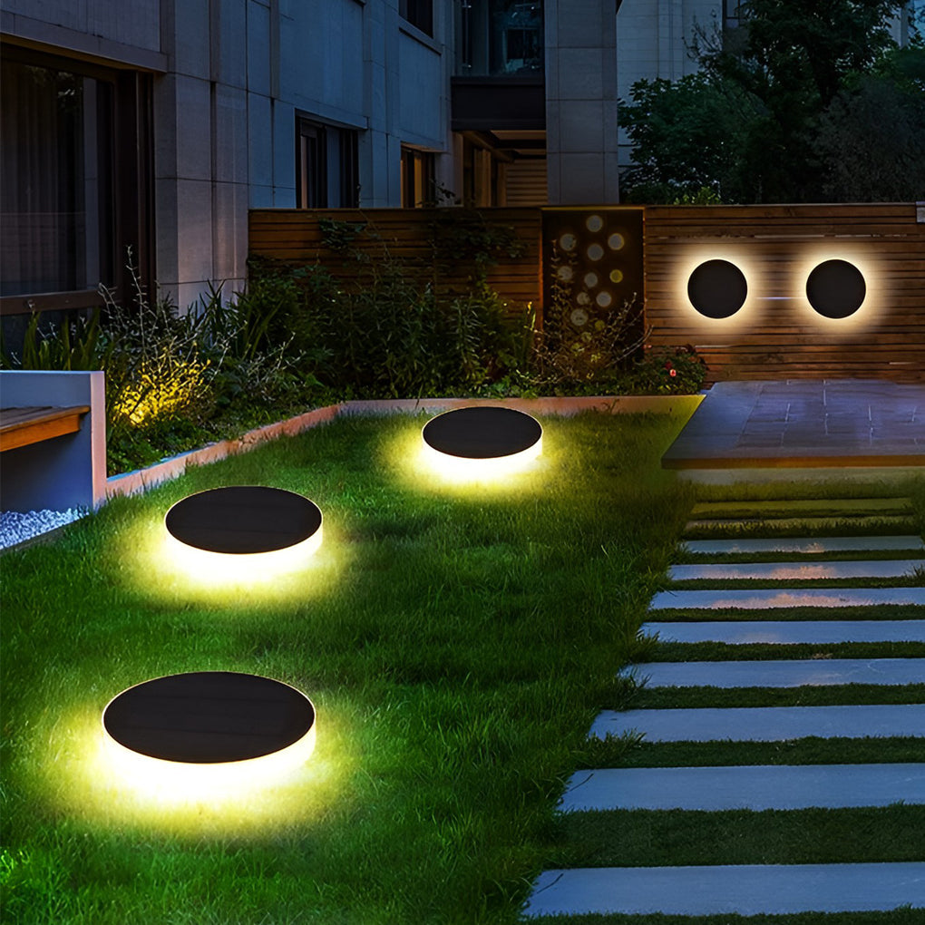 WINDSOR SOLAR GROUND GLOW DISKS - Contemporary LED Illumination for Outdoor Gardens