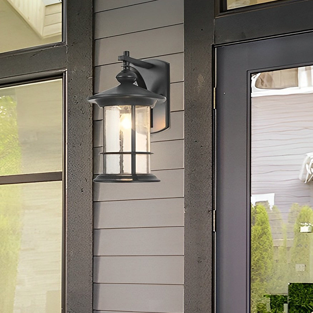 WINTHORPE VINTAGE ALUMINUM GARDEN WALL LIGHT WITH GLASS SHADE