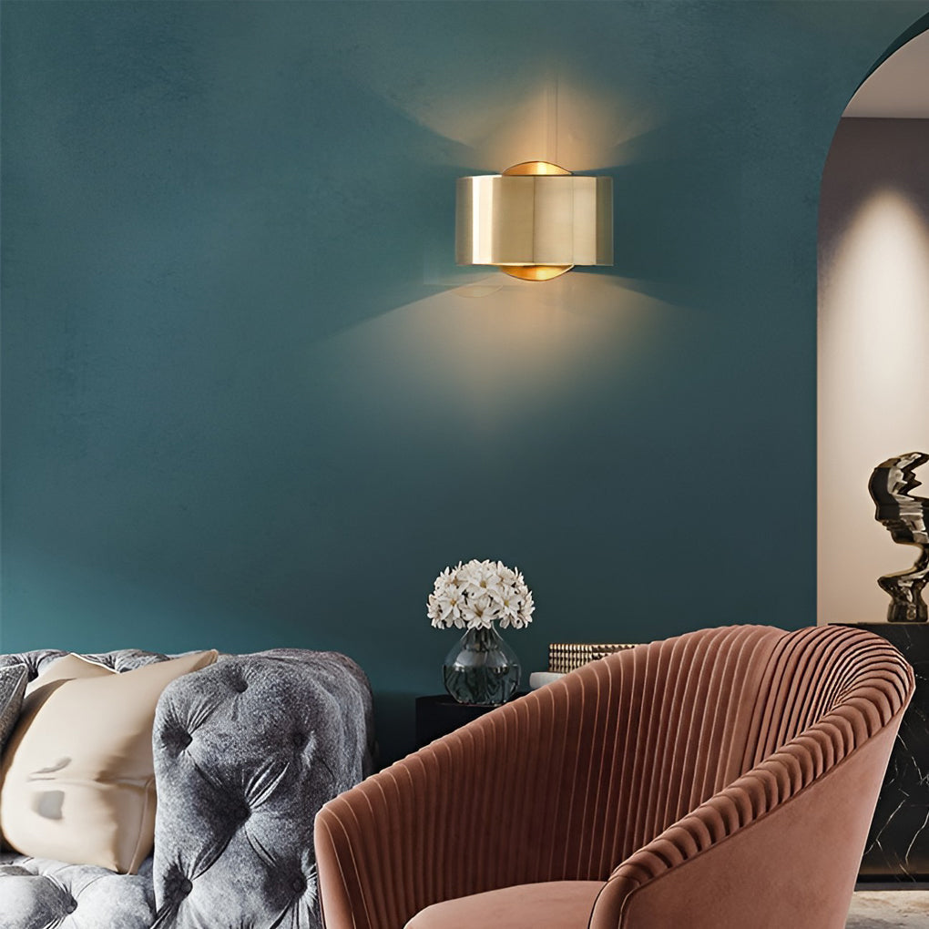 WINTHROP GOLDEN ORB WALL SCONCE WITH DUAL LIGHTING