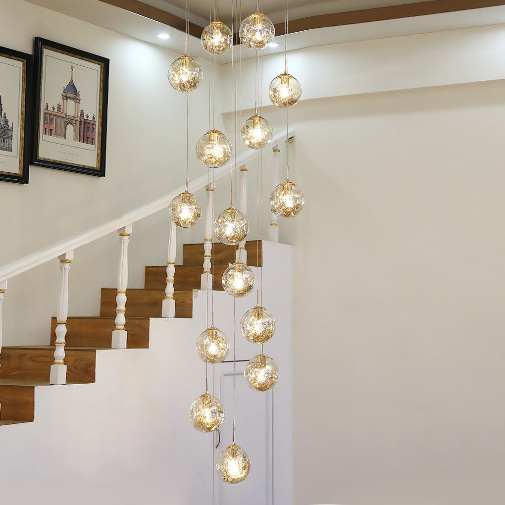 WINDSOR COGNAC CRYSTAL GLOBE ADJUSTABLE CHANDELIER