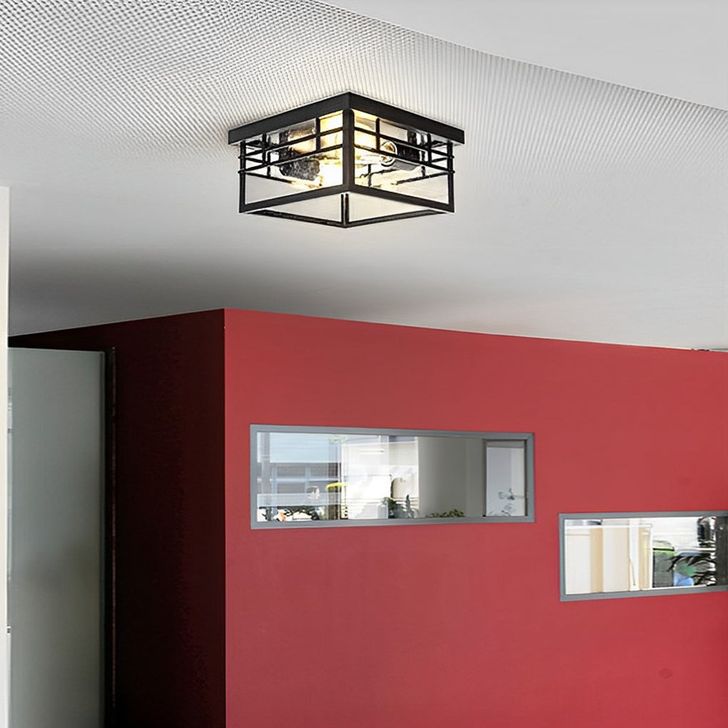 WINDSOR BLACKENED IRON RUSTIC CEILING LANTERN
