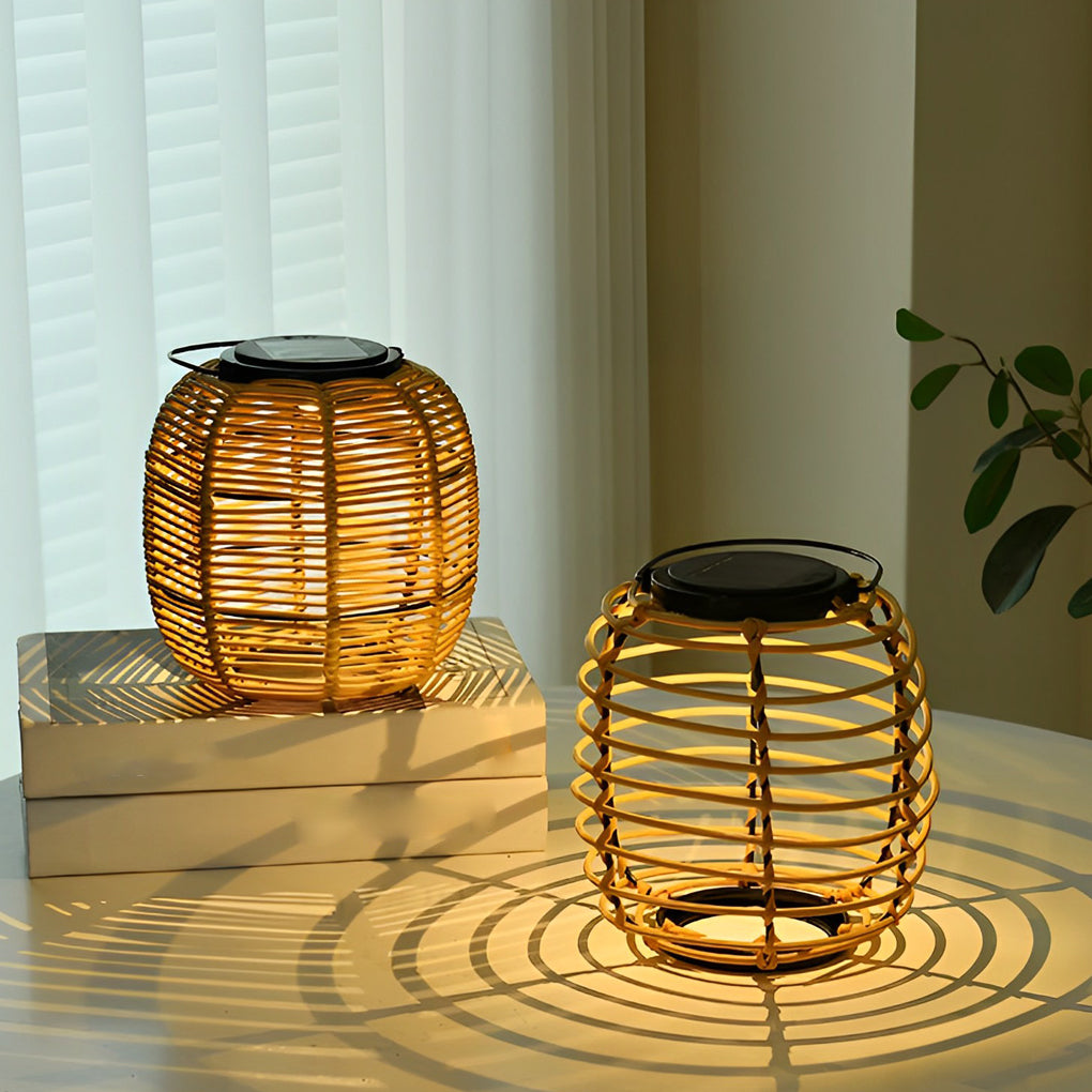 WHITLEY RATTAN-WOVEN SOLAR GARDEN ILLUMINATOR