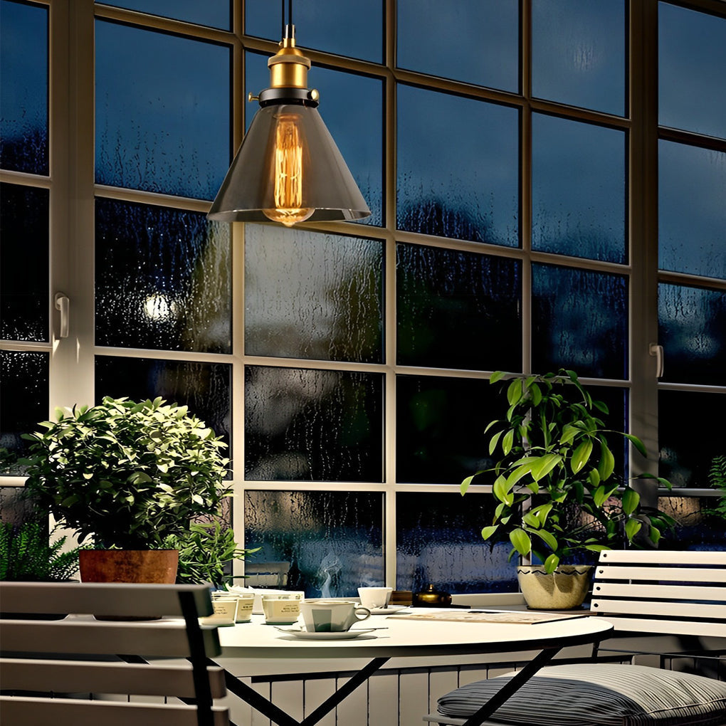 WINTHORPE SMOKED GLASS INDUSTRIAL HANGING LANTERN