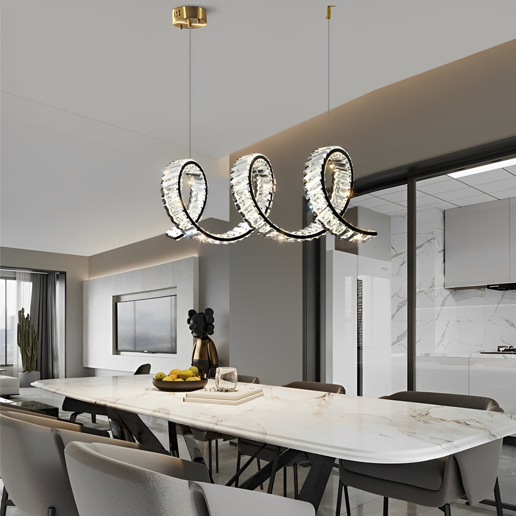 WINDSOR CRYSTAL RIPPLES THREE-TIER LED DINING LIGHT