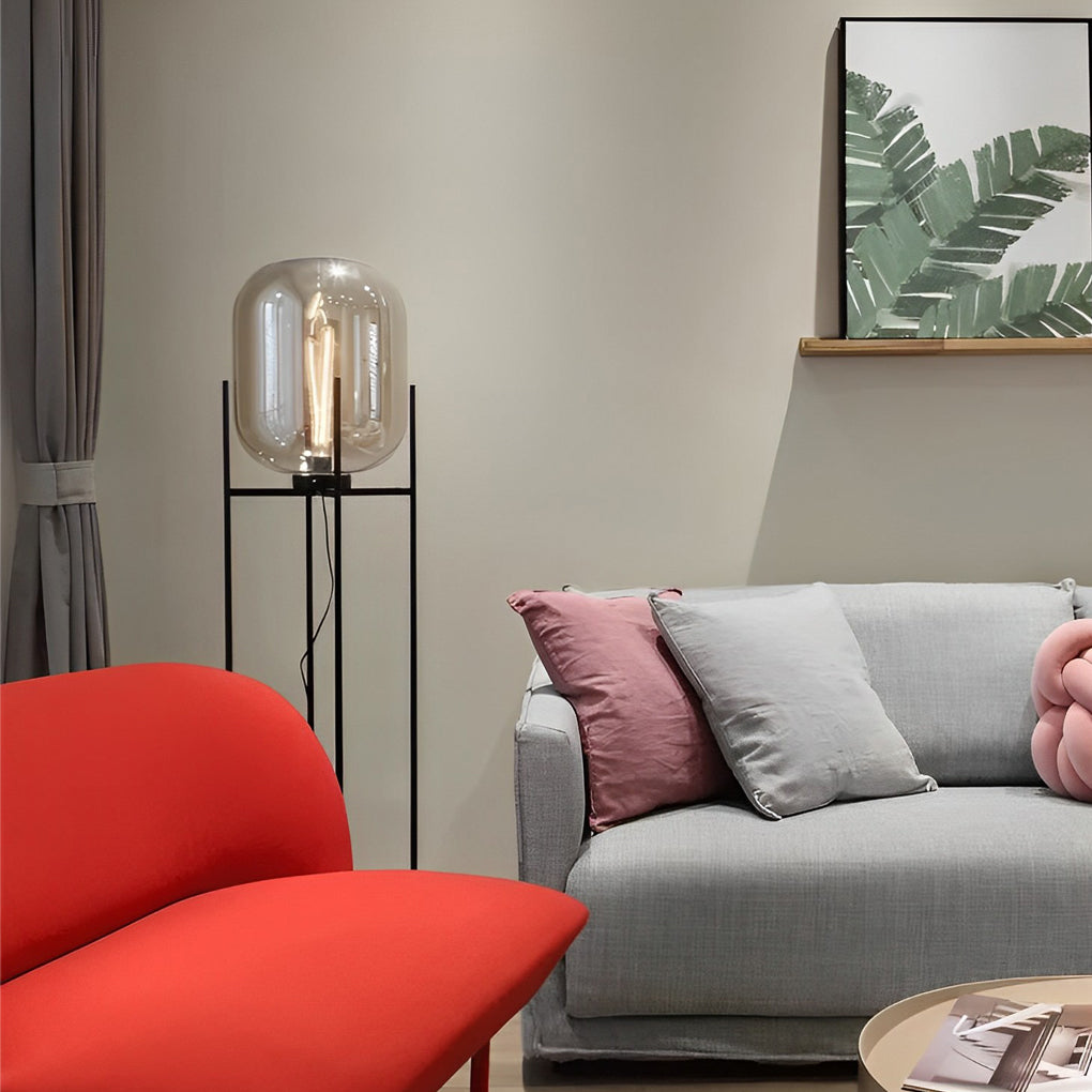 WINDSOR METAL FRAME AND HANDCRAFTED GLASS TOWER LAMP