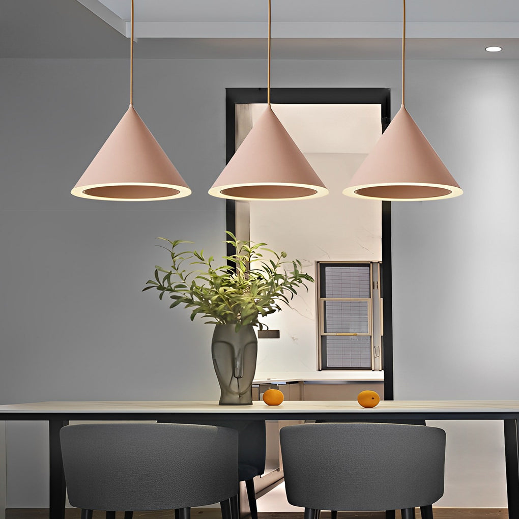FENWICK HUE CONICAL PENDANT LIGHT, MACARON COLOR NORDIC DESIGN FOR KITCHEN ISLAND