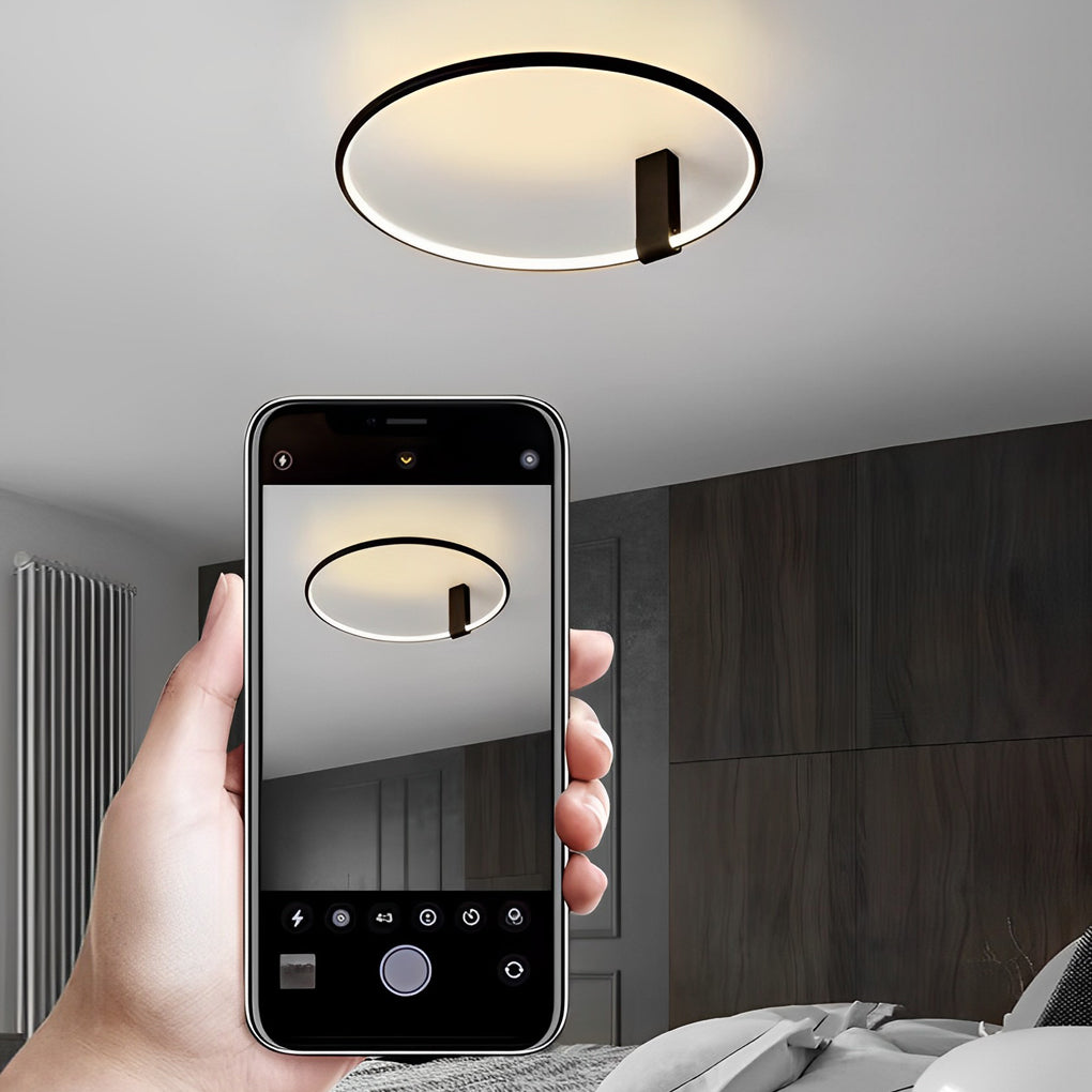 WINTHROP MODERN BLACK ROUND CEILING LAMP WITH TRIPLE DIMMING OPTIONS