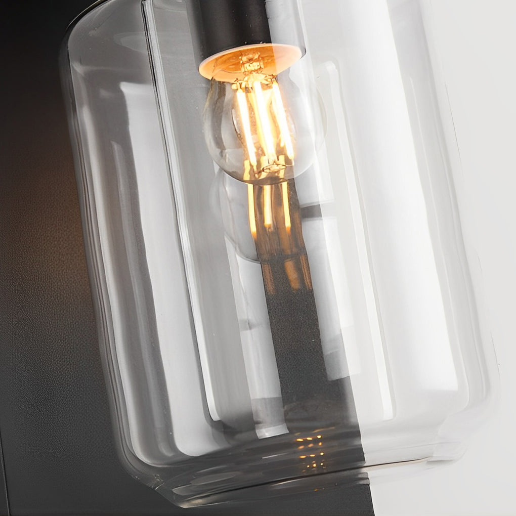 WINDSOR BLACK GLASS SOLAR WALL LANTERN WITH REMOTE CONTROL