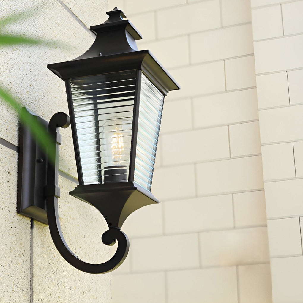 WINCHESTER STRIPED GLASS OUTDOOR WALL LANTERN