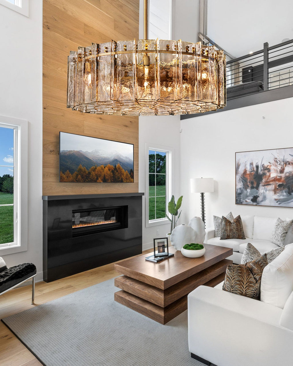 VERDIAN SMOKED CRYSTAL CEILING LANTERN