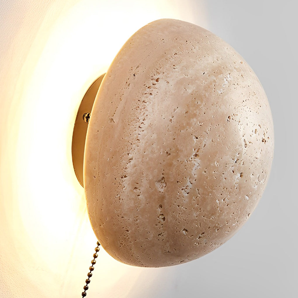 SHIZUKA TRAVERTINE CIRCLE LED WALL LANTERN