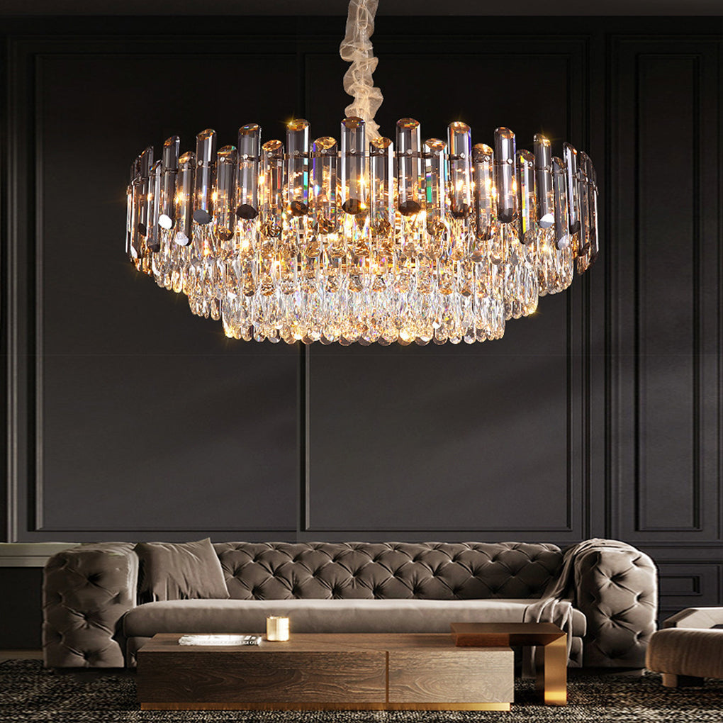 WINTHROP CRYSTAL LAYERED OVAL CHANDELIER