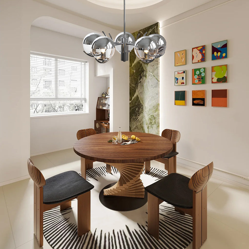WINTHORPE POLISHED IRON & GLASS ORB CHANDELIER