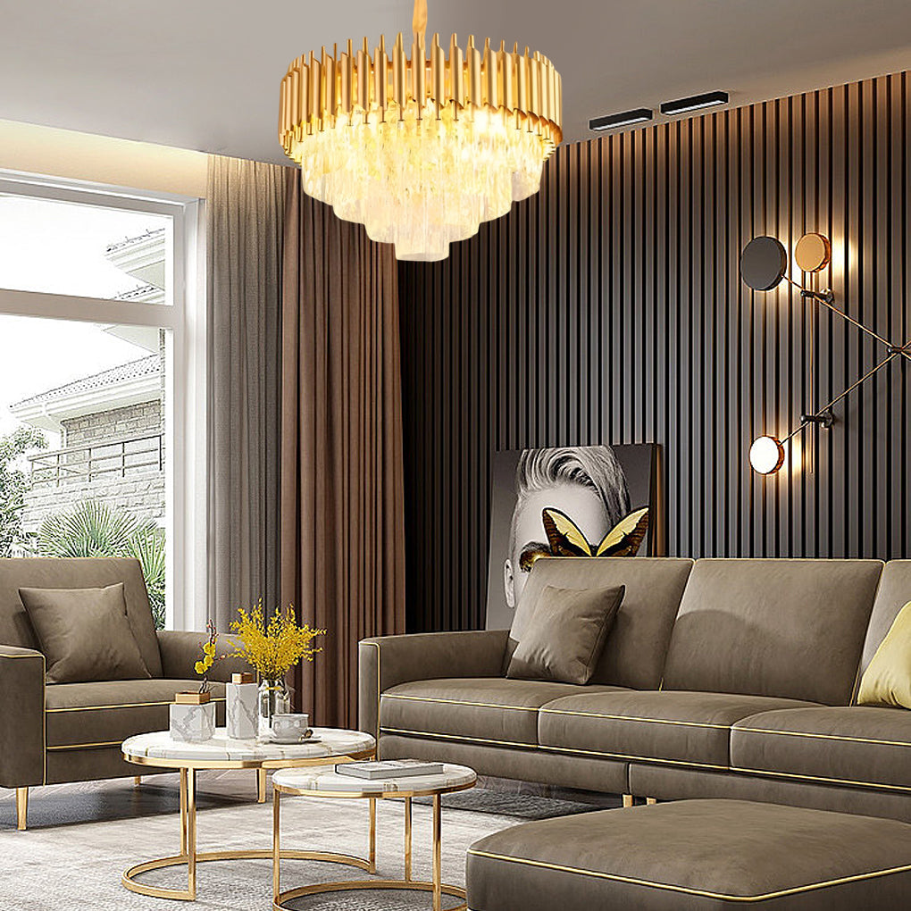 WINTHROP CRYSTAL RADIANCE THREE-TIERED CHANDELIER