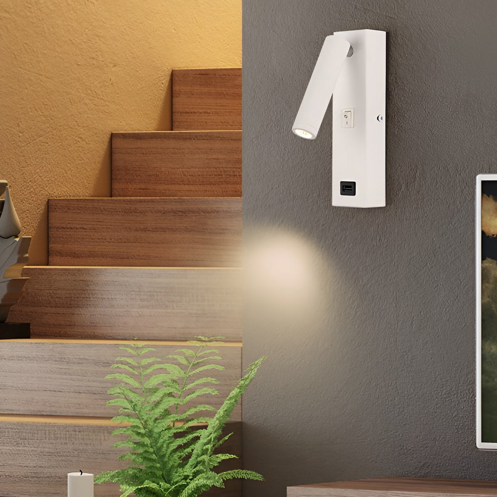 WINDSOR RECTANGULAR LED WALL SCONCE WITH USB CHARGING AND SWITCH