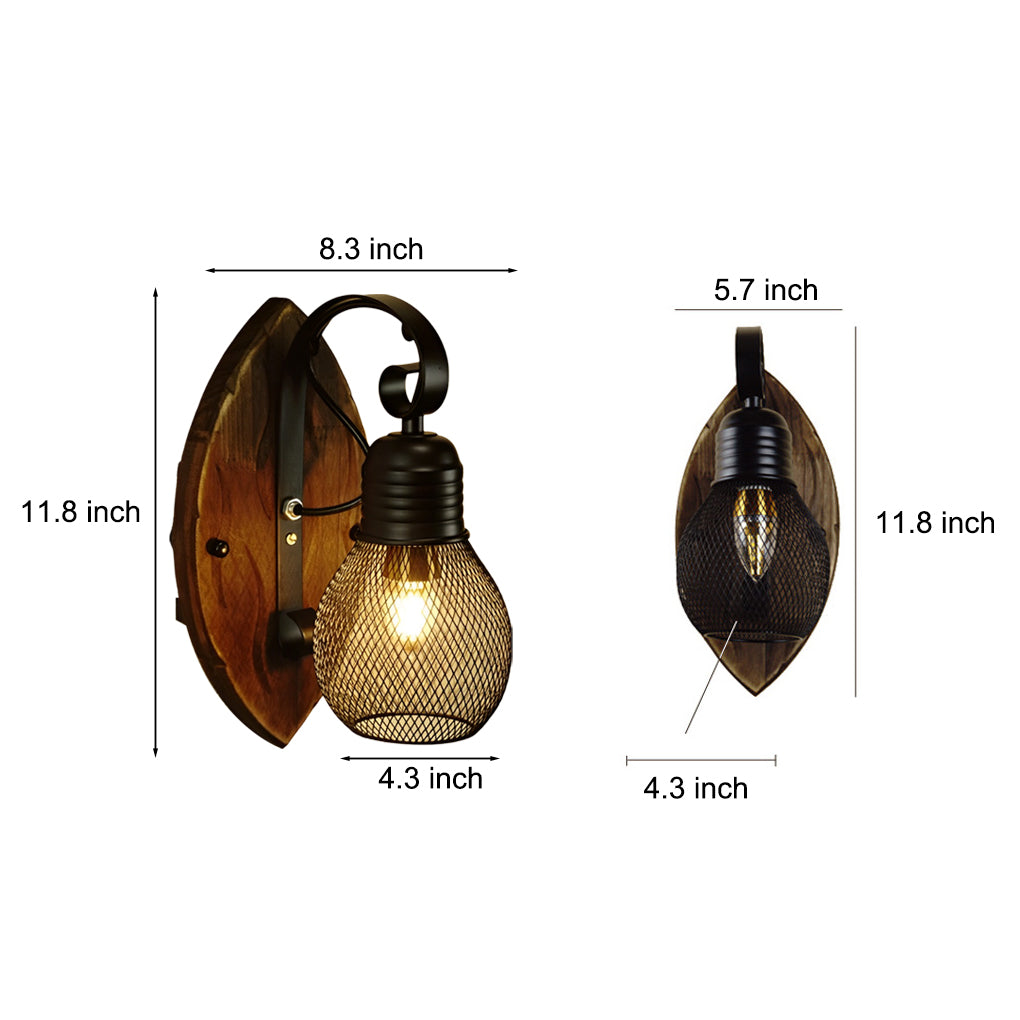WINTERTON RUSTIC IRON AND WOOD WALL SCONCE