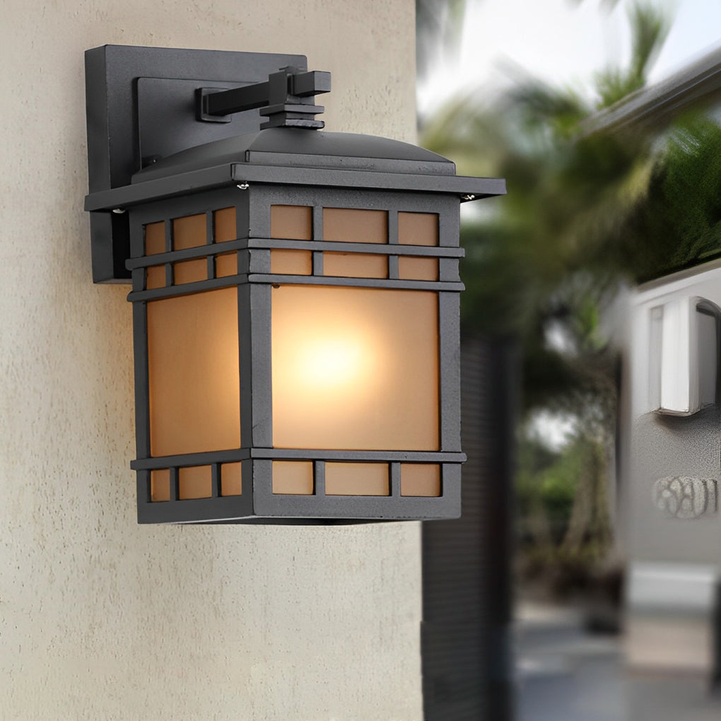 WINTHORPE SQUARE YELLOW GLASS OUTDOOR WALL LANTERN