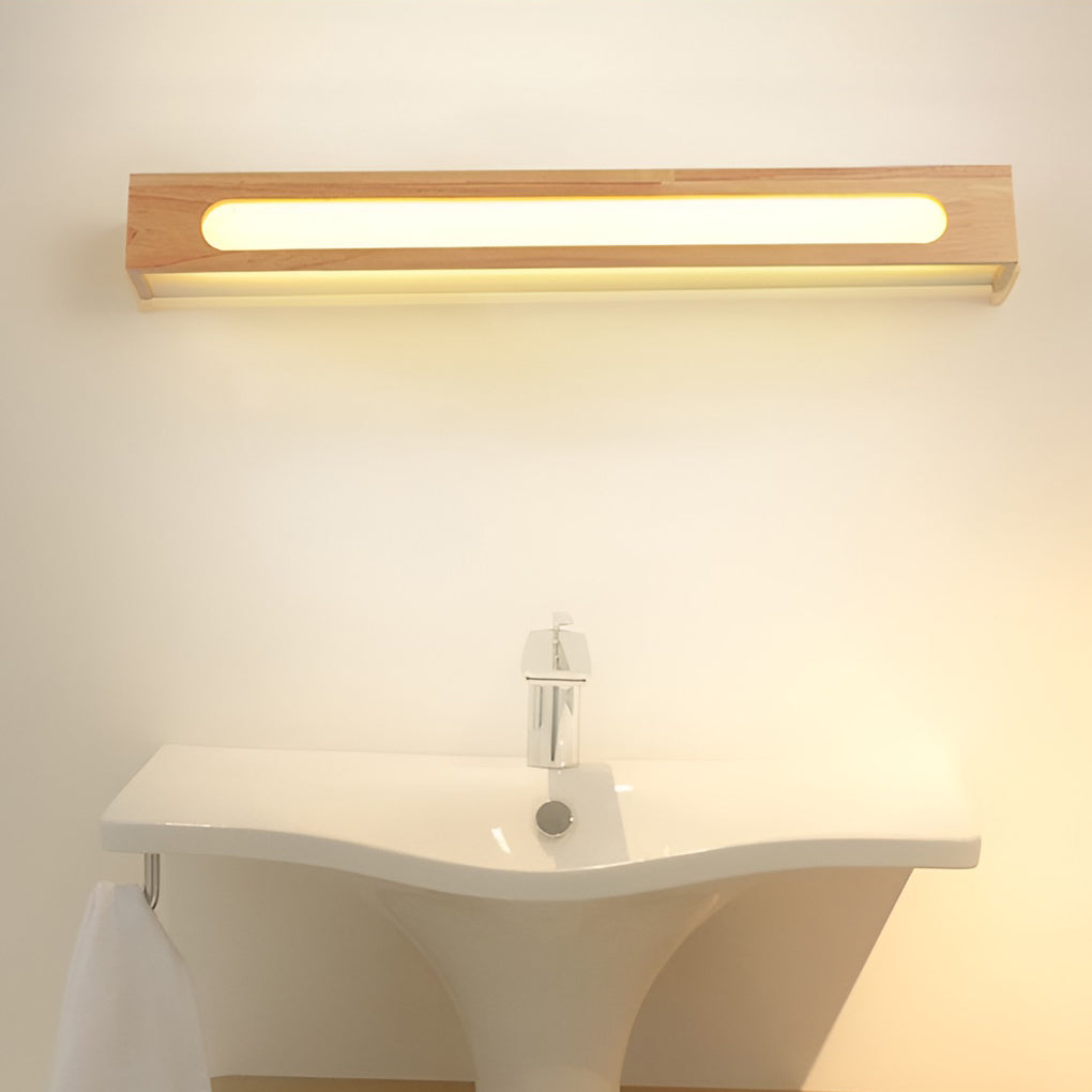 WINDSOR WOODEN RECTANGLE WATER-RESISTANT LED MIRROR SCONCE